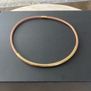 Boutique Leather and Brass Choker Necklace